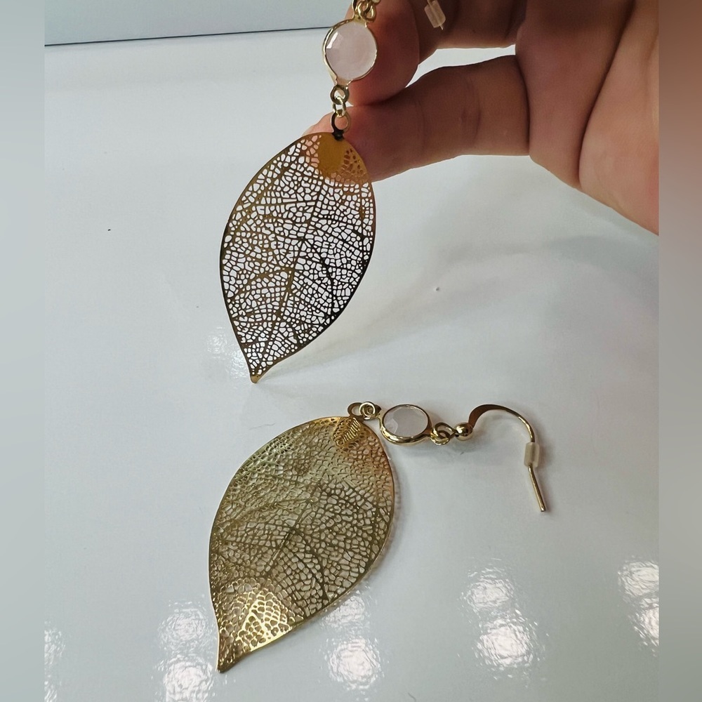 Filigree Leaf Gold plated Dangles